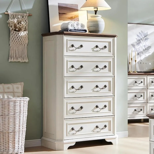 48" Tall Wood Farmhouse Rustic Chest of Drawers
