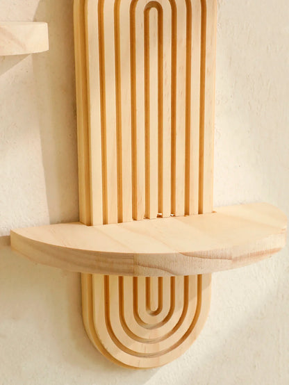 1Pc Boho Style Wooden Wall Shelves