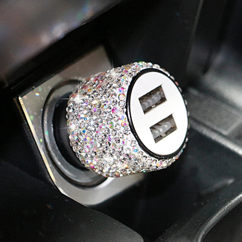 New Bling USB Car Charger Dual Port Fast Adapter