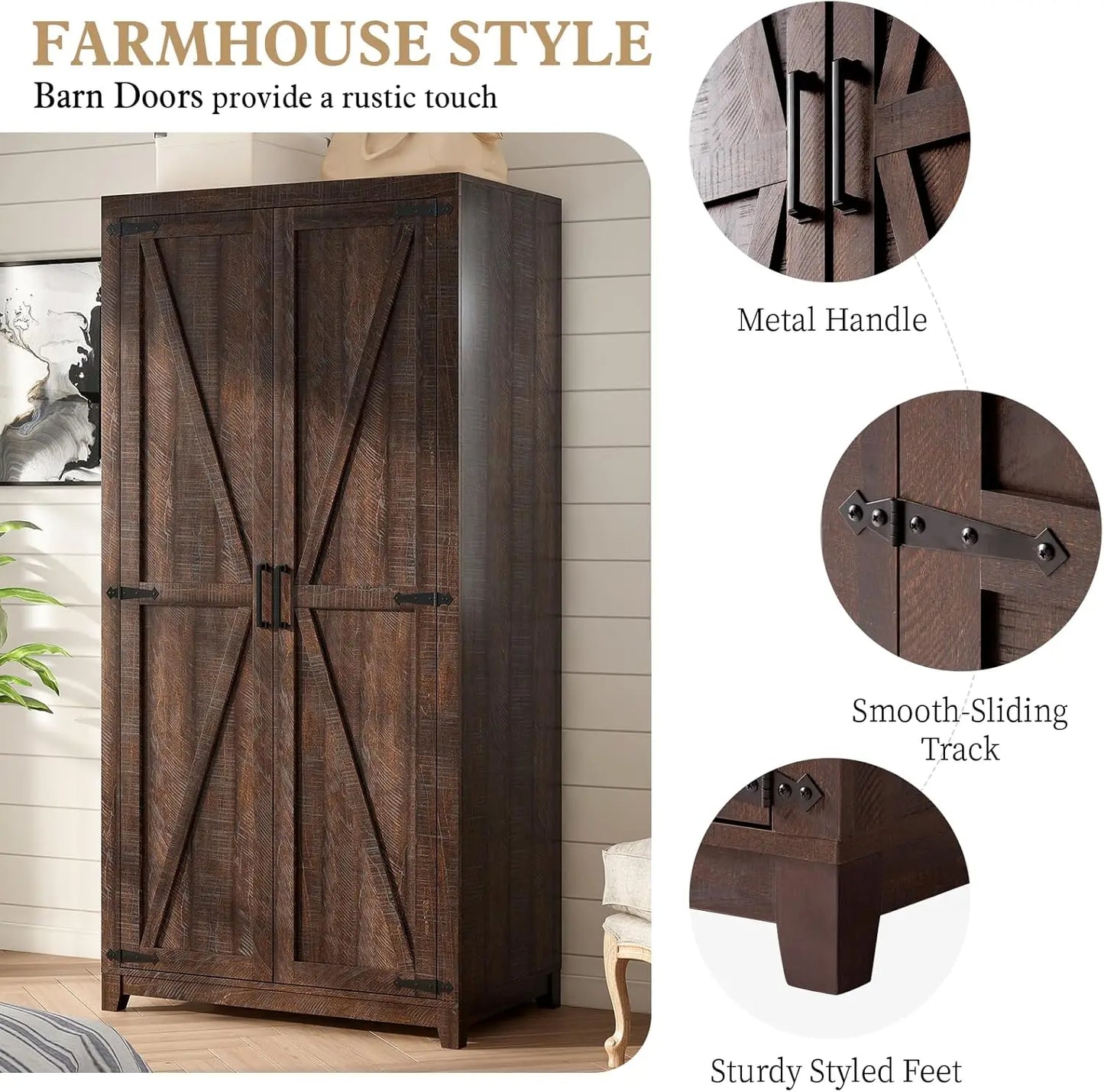 70"" Large Wardrobe Armoire