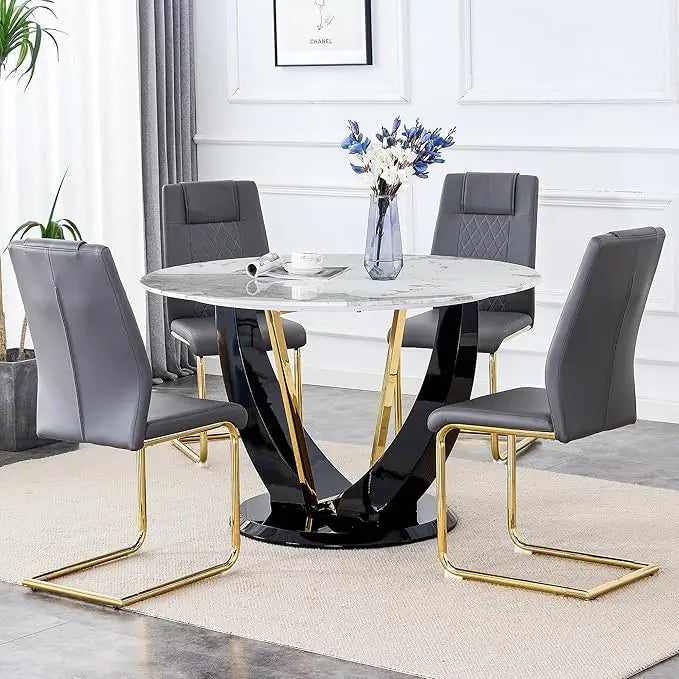 4 sets of 48" round dining table with 4 cushioned chairs
