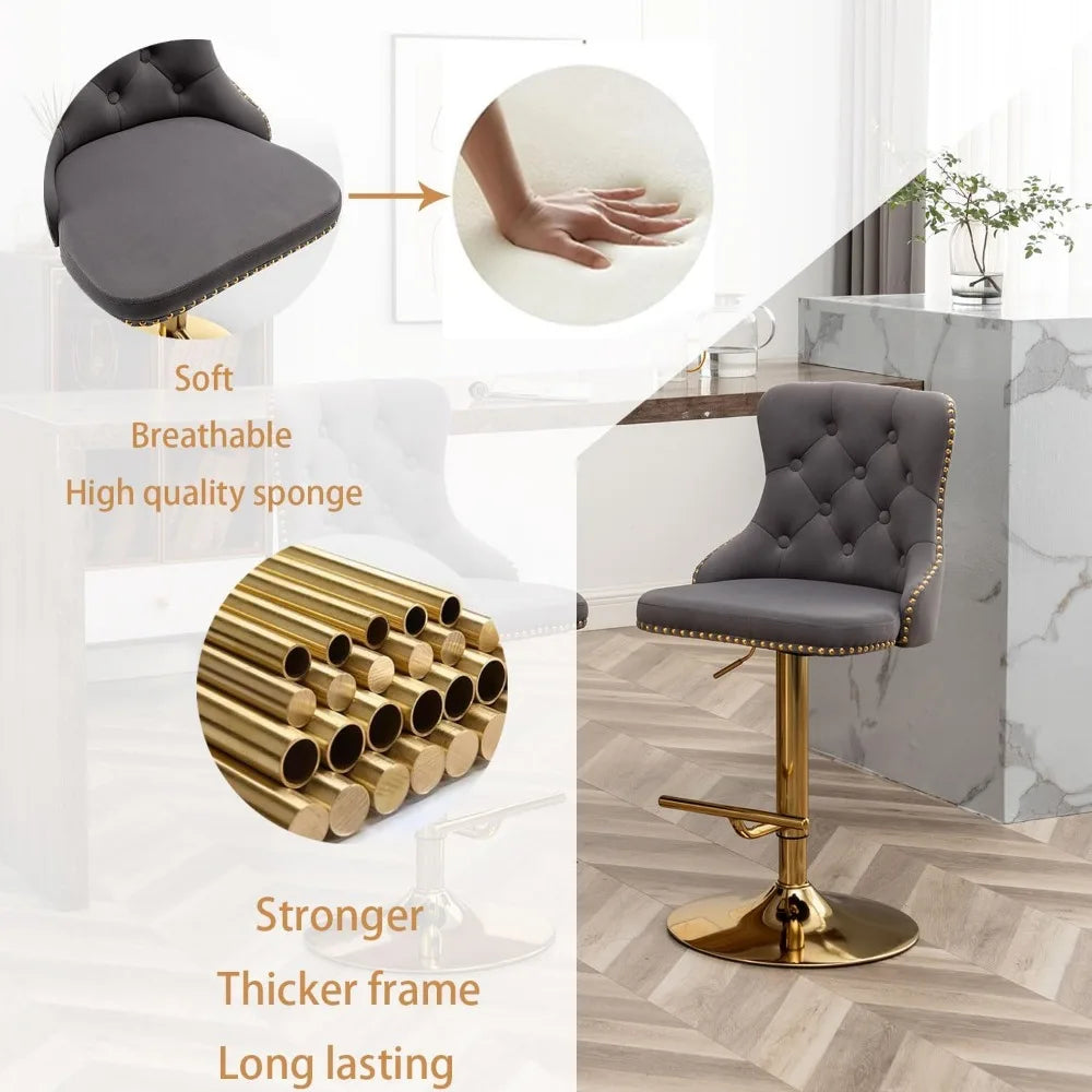Set of 4 Velvet Bar Stools