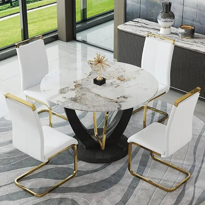 4 sets of 48" round dining table with 4 cushioned chairs