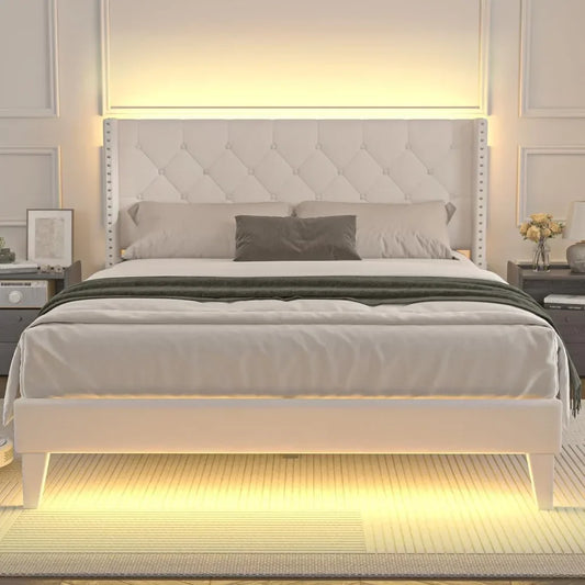 Queen Size Bed Frame With Led Lights