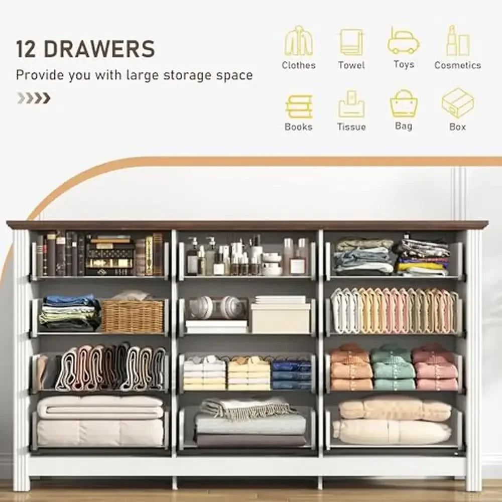 Farmhouse 12-Drawer Wood Dresser