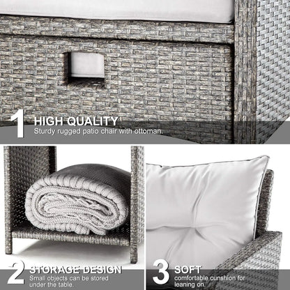 5 Pc Wicker Patio Furniture Set