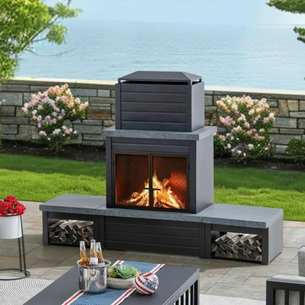 Outdoor Wood Burning with Chimney