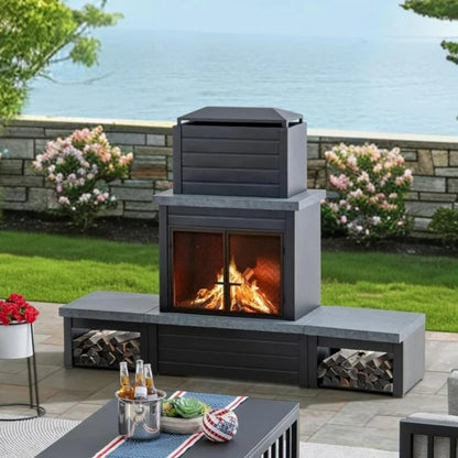 Outdoor Wood Burning with Chimney