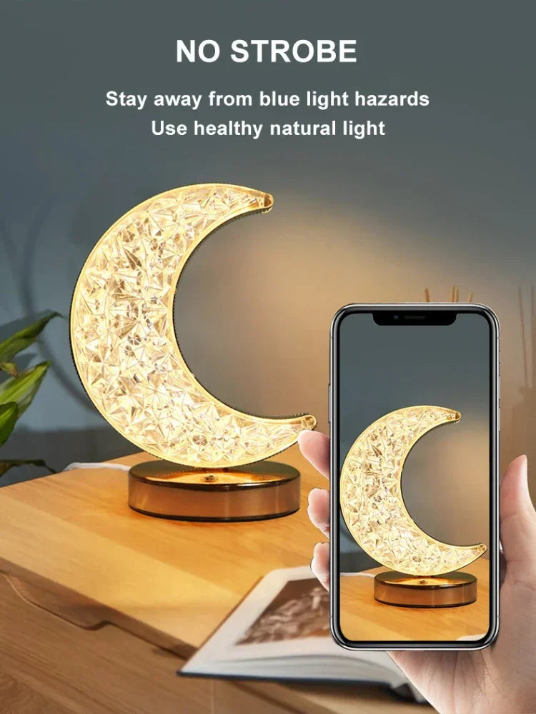 Bedroom Crystal Touch Dimming Night Light Moon Lamp