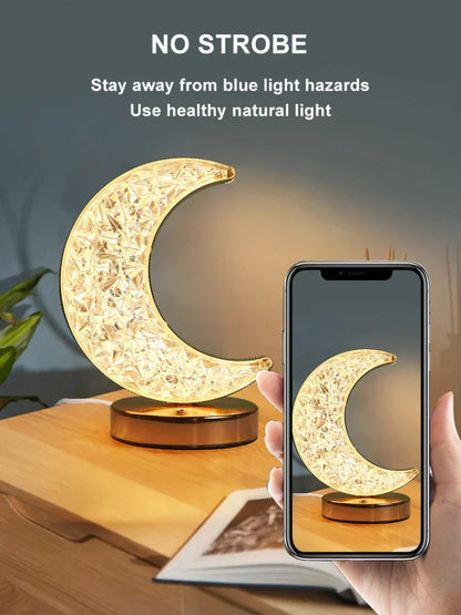 Bedroom Crystal Touch Dimming Night Light Moon Lamp