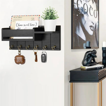Key Rack and Mail Organizer w/6 Key Hooks