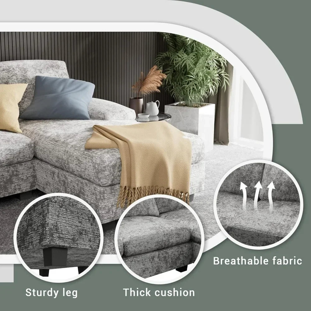 4 Seat U-Shaped Convertible Sectional Sofa Couch