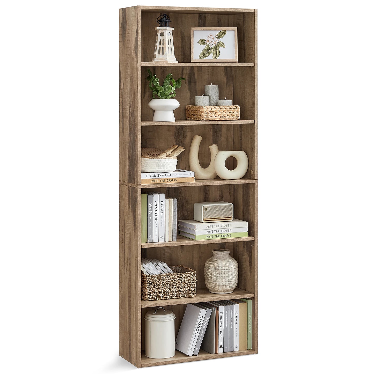6-Tier Bookshelf w/Adjustable Storage Shelves
