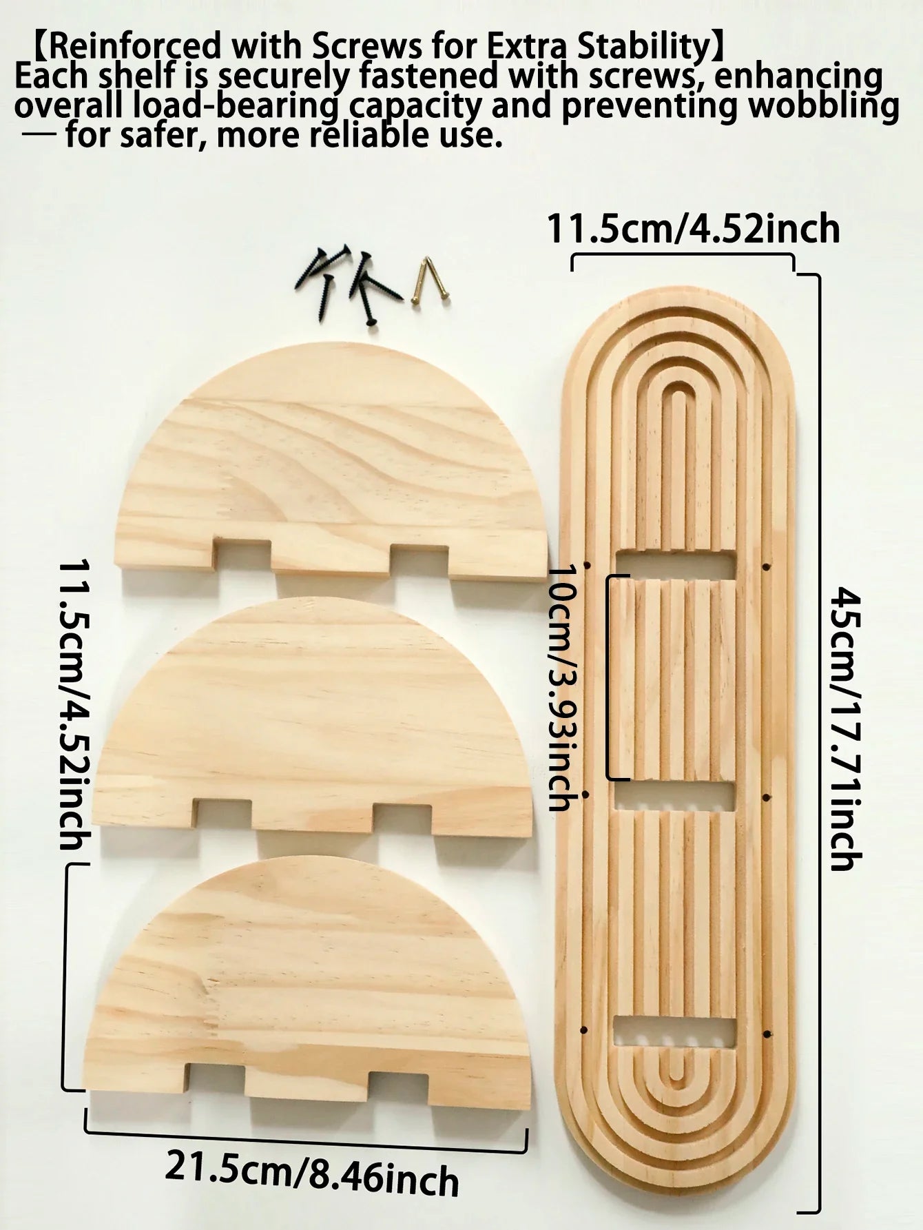 1Pc Boho Style Wooden Wall Shelves