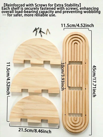 1Pc Boho Style Wooden Wall Shelves