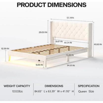 Queen Size Bed Frame With Led Lights