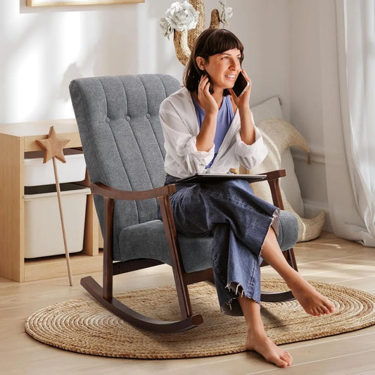 Fabric Padded Comfortable Rocking Chair
