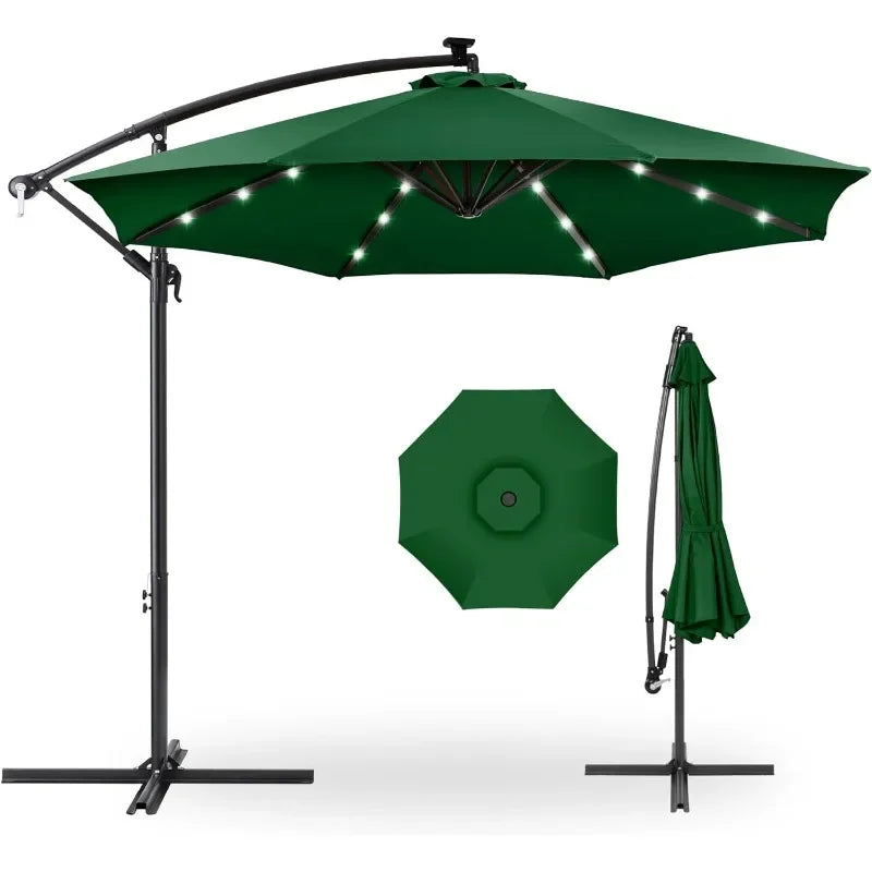 10ft Solar LED Hanging Patio Umbrella