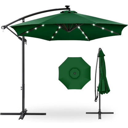10ft Solar LED Hanging Patio Umbrella