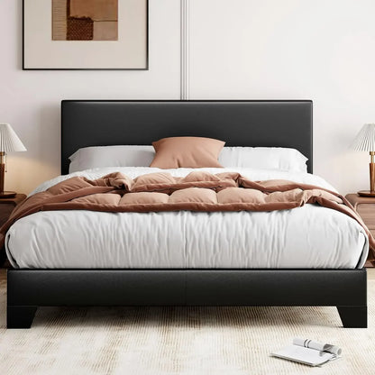 Bed Frame with Adjustable Headboard, Mattress Foundation, No Box Spring Needed