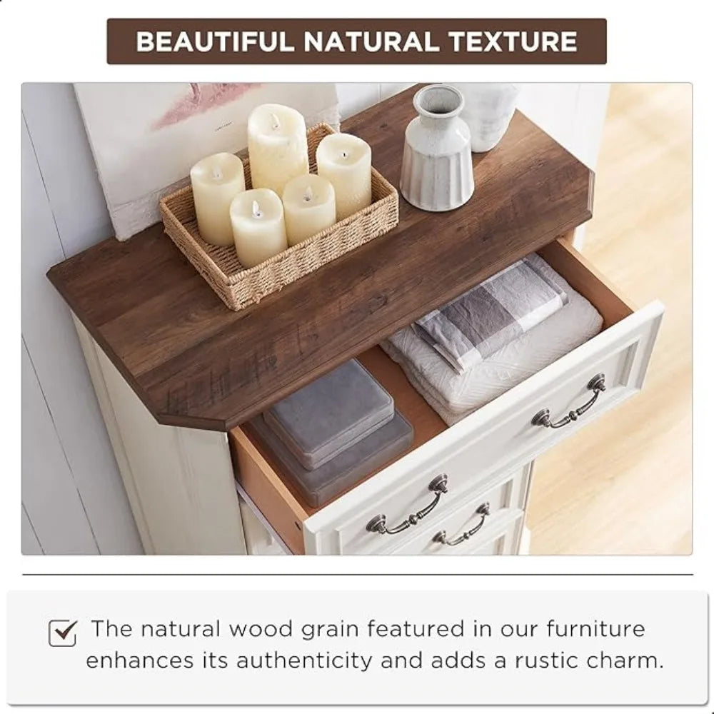 48" Tall Wood Farmhouse Rustic Chest of Drawers