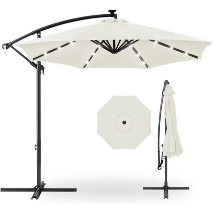 10ft Solar LED Hanging Patio Umbrella
