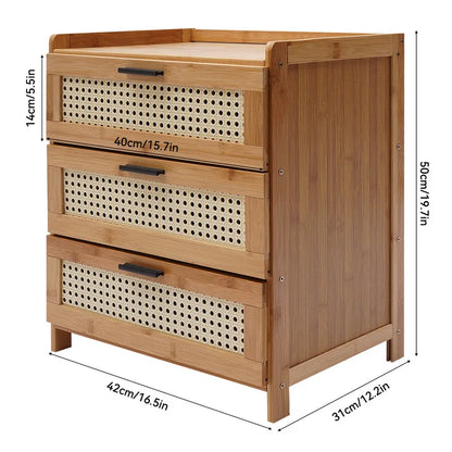 3- Drawer Bamboo Wood Nightstand