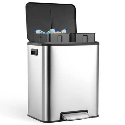 Dual Trash Can Stainless Steel