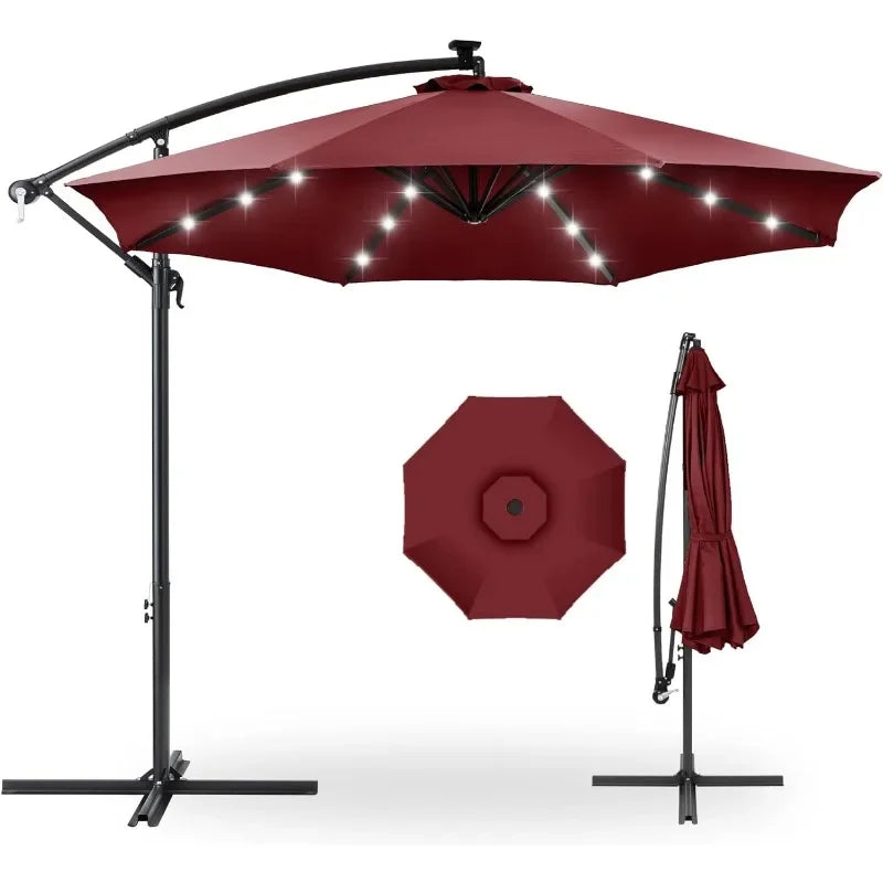 10ft Solar LED Hanging Patio Umbrella