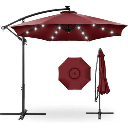 10ft Solar LED Hanging Patio Umbrella
