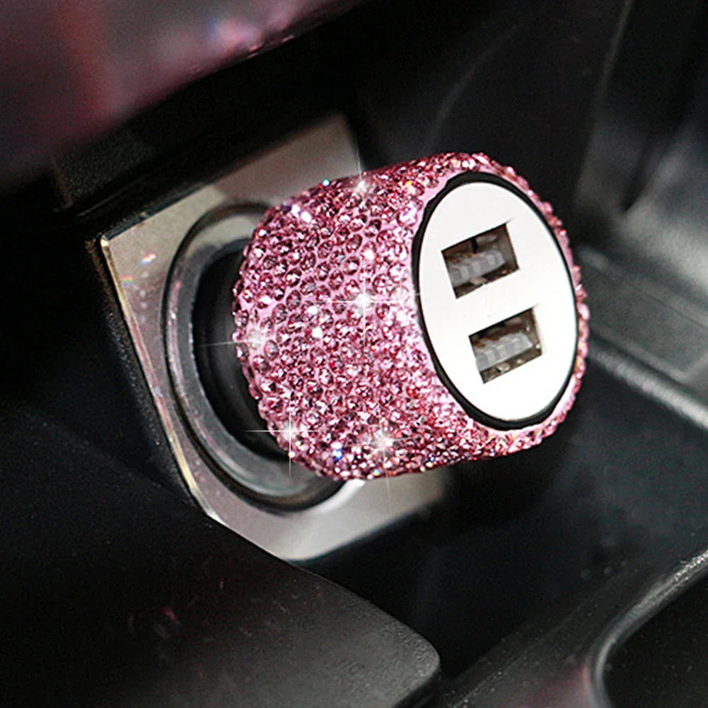 New Bling USB Car Charger Dual Port Fast Adapter