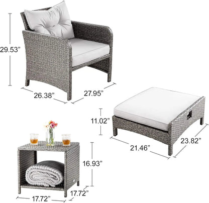 5 Pc Wicker Patio Furniture Set