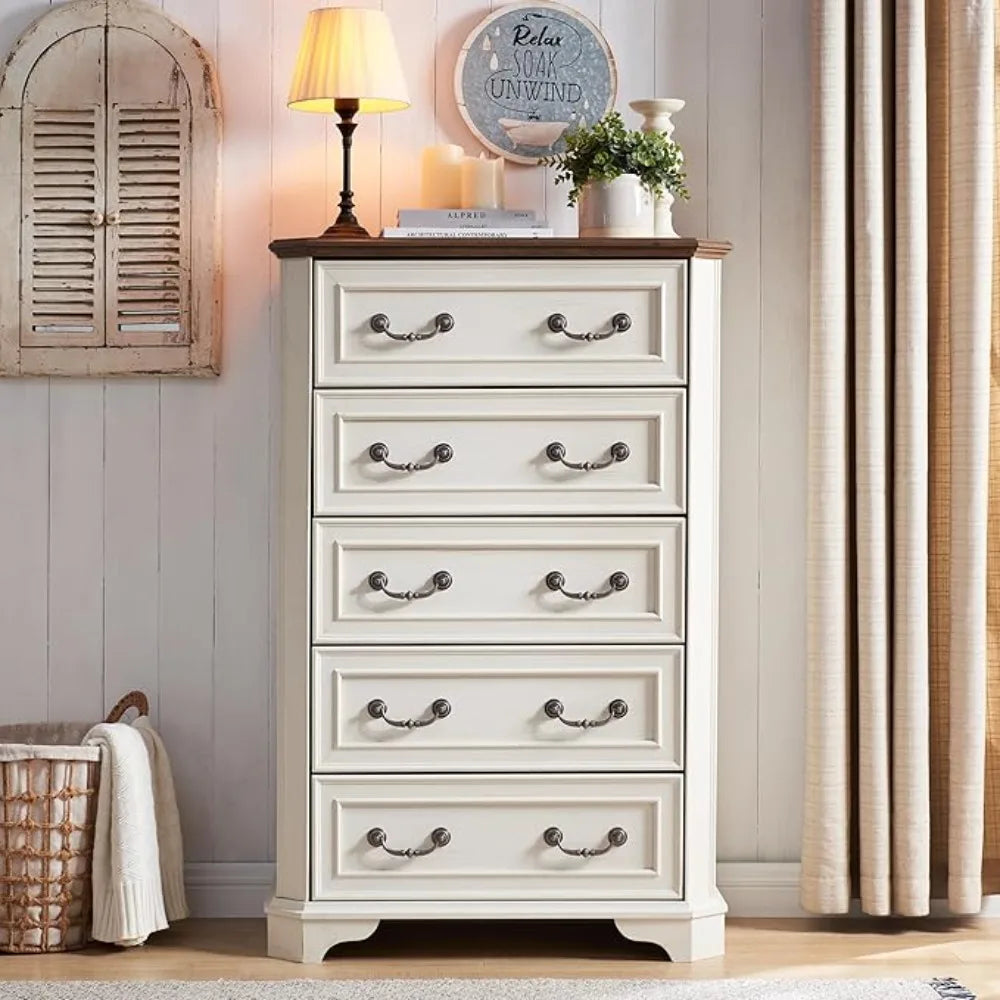 48" Tall Wood Farmhouse Rustic Chest of Drawers