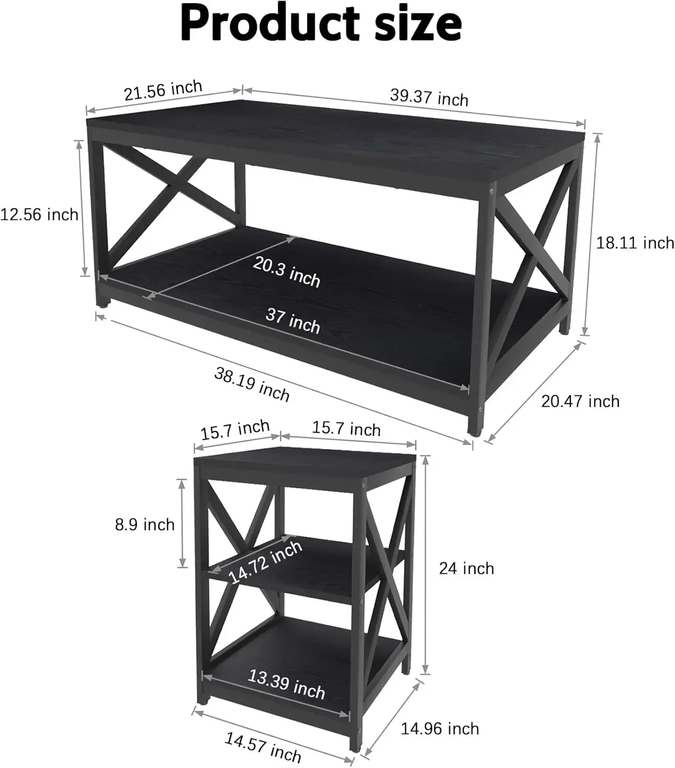 Design Coffee Table and 2 End Side Tables