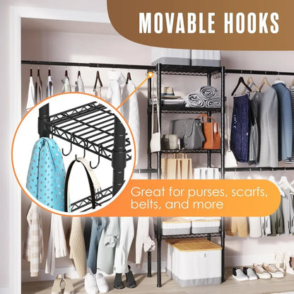 HD Clothes Rack, Closet Shelves Wall Mounted