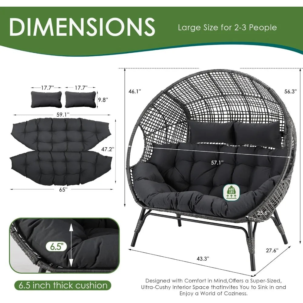 Double Egg 2 Person Oversized Chair