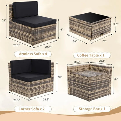 8 Pieces Outdoor Wicker Rattan Patio Furniture