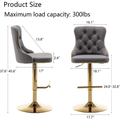 Set of 4 Velvet Bar Stools
