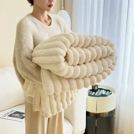 Rabbit Plush Autumn Warm Blanket for Bed