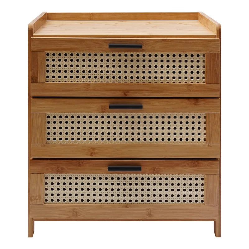 3- Drawer Bamboo Wood Nightstand
