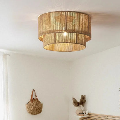 Vintage Hemp Rope Double Ceiling Light
