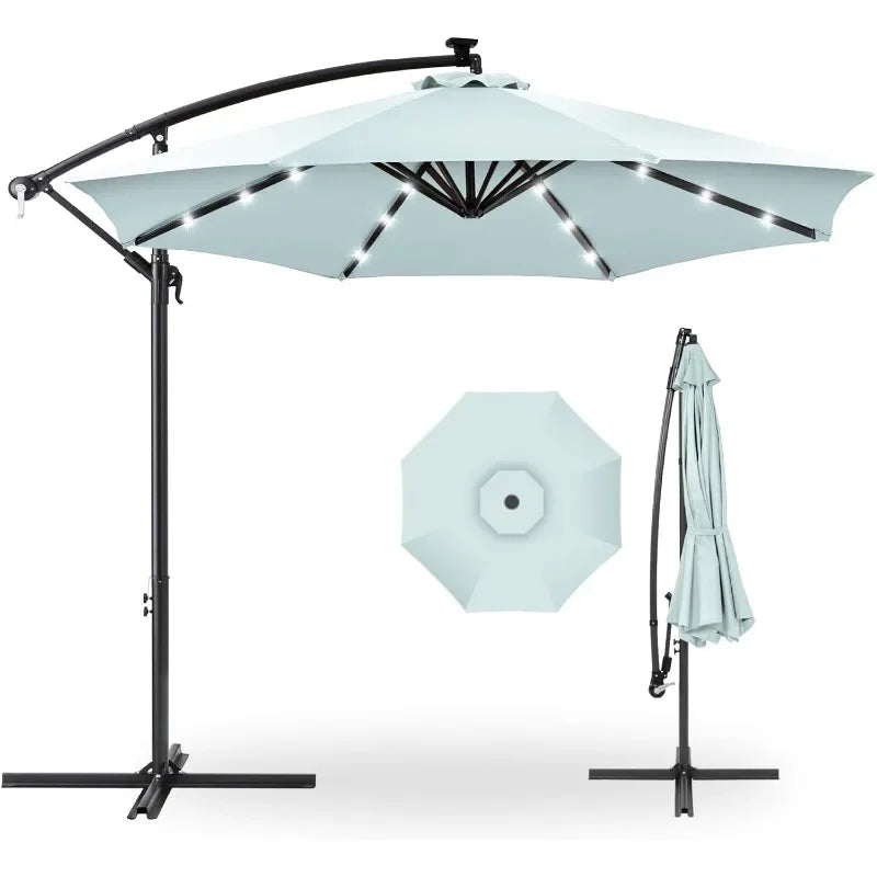 10ft Solar LED Hanging Patio Umbrella