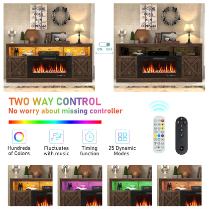 Farmhouse Fireplace TV Stand for 75/80" TV