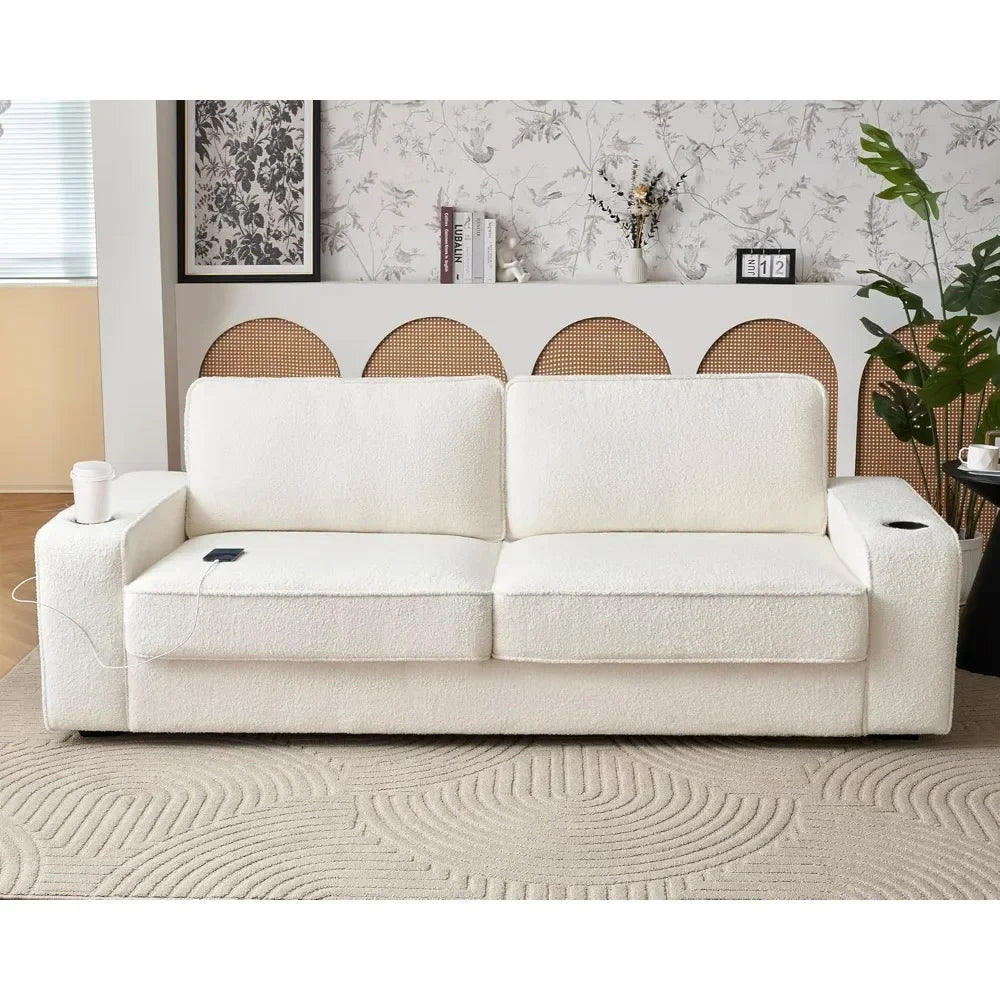 89" Modern Sof6a w/Cup Holders & USB Charging Ports