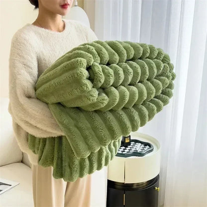 Rabbit Plush Autumn Warm Blanket for Bed