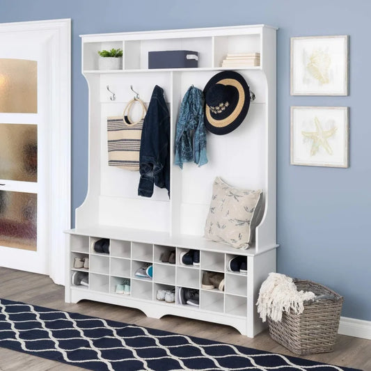 White Hall Tree with Bench/Shoe Storage