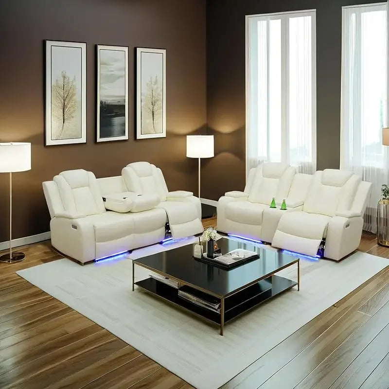 Recliner Living Room Set with LED Lighting