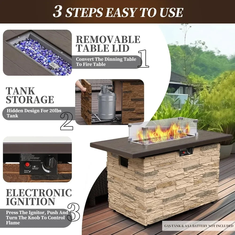 43" Propane Fire Pit Table Outdoor
