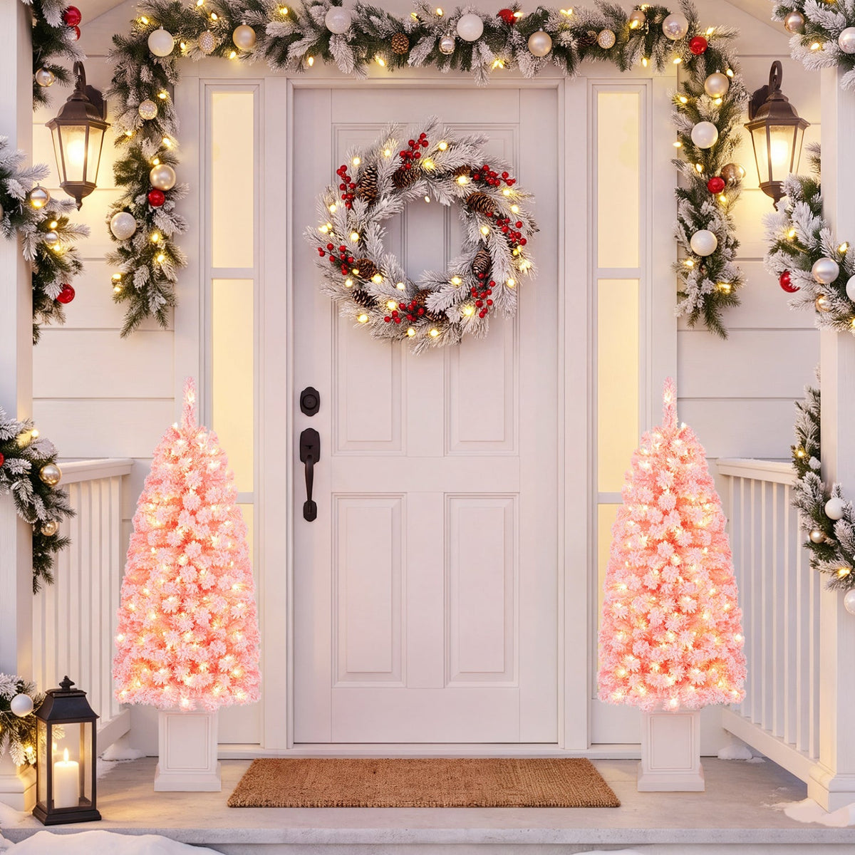 Pre-Lit Potted Christmas Tree with Warm White LED Lights
