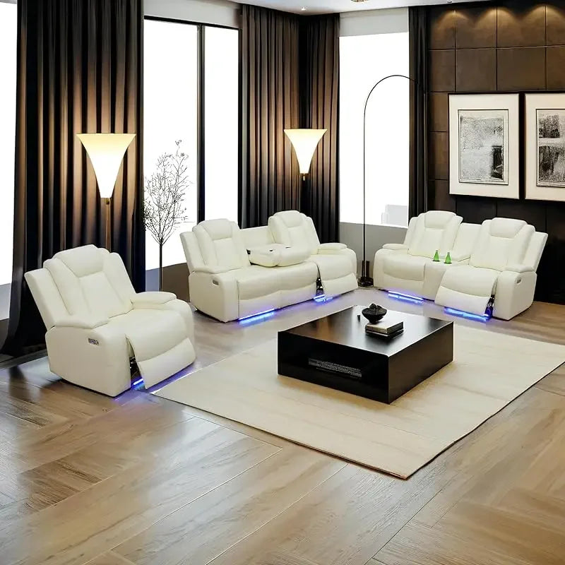Recliner Living Room Set with LED Lighting